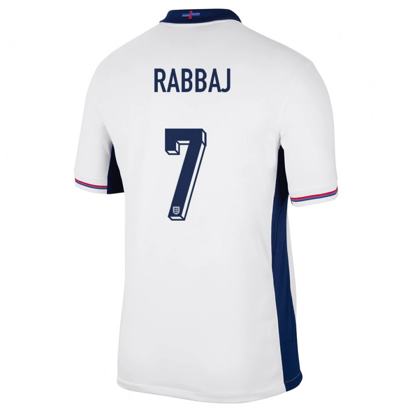 Danxen Men England Ibrahim Rabbaj #7 White Home Jersey 24-26 T-Shirt