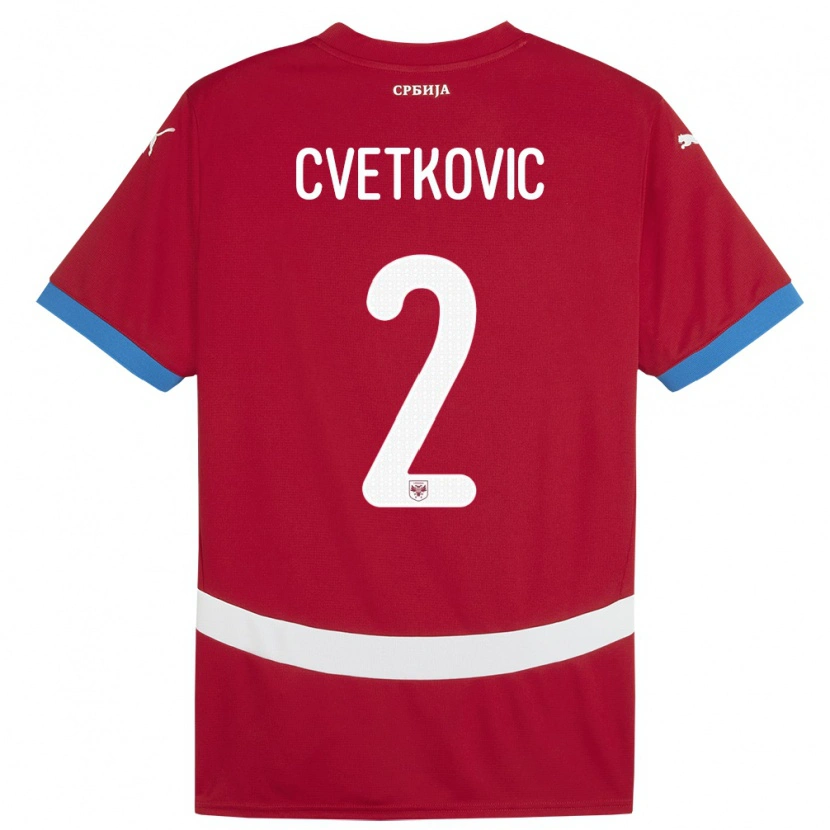 Danxen Men Serbia Djordje Cvetkovic #2 Red Home Jersey 24-26 T-Shirt