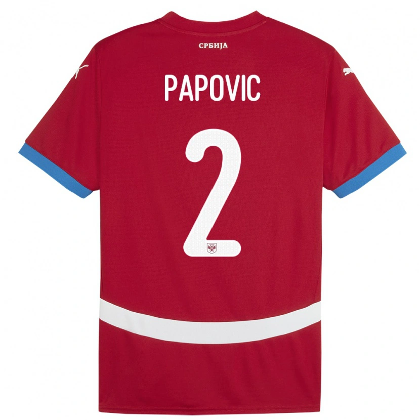 Danxen Men Serbia Niksa Papovic #2 Red Home Jersey 24-26 T-Shirt