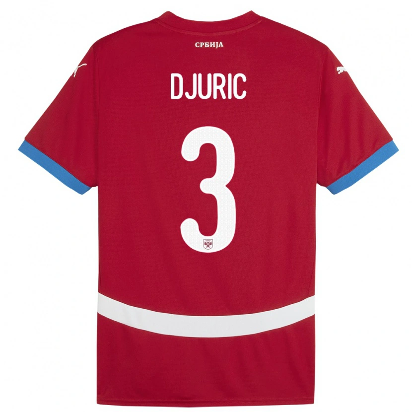 Danxen Men Serbia David Djuric #3 Red Home Jersey 24-26 T-Shirt