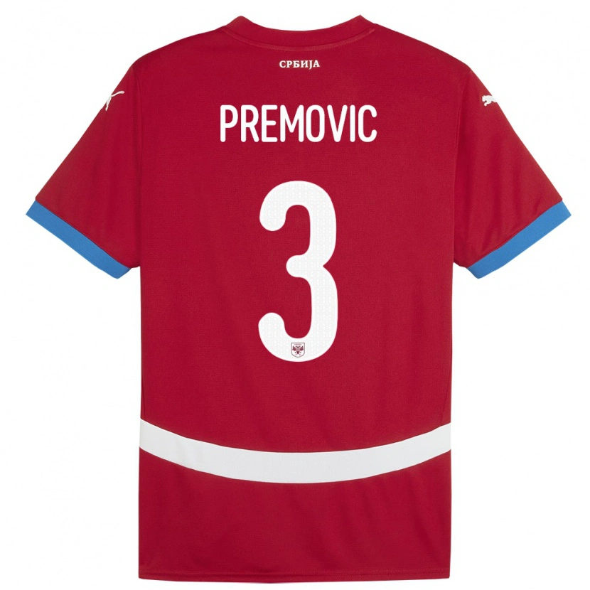 Danxen Men Serbia Relja Premovic #3 Red Home Jersey 24-26 T-Shirt