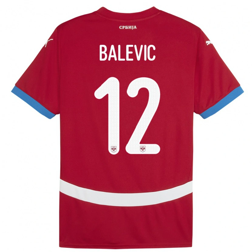 Danxen Men Serbia Lazar Balevic #12 Red Home Jersey 24-26 T-Shirt