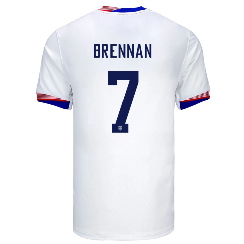 Danxen Men United States Luke Brennan #7 White Home Jersey 24-26 T-Shirt