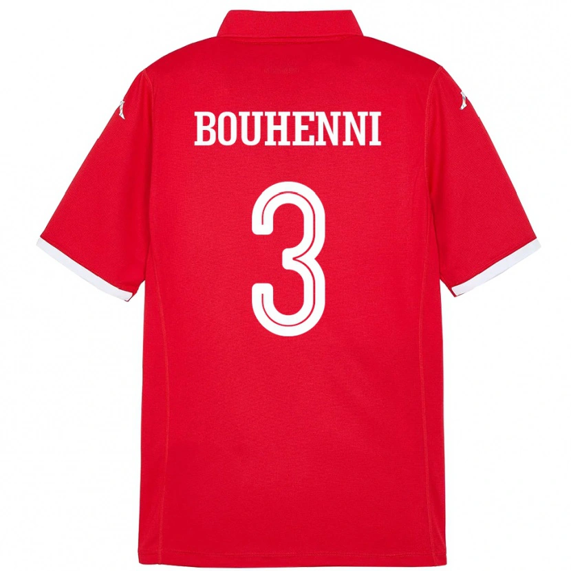 Danxen Men Tunisia Rayen Bouhenni #3 Red Home Jersey 24-26 T-Shirt