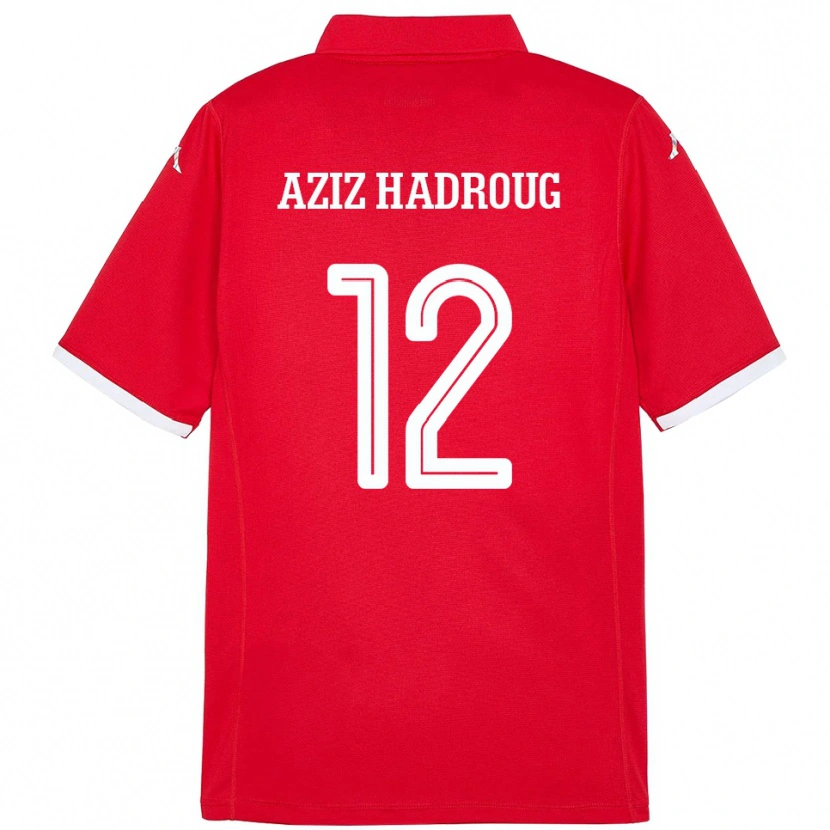 Danxen Men Tunisia Mohamed Aziz Hadroug #12 Red Home Jersey 24-26 T-Shirt