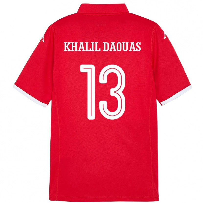 Danxen Men Tunisia Mohamed Khalil Daouas #13 Red Home Jersey 24-26 T-Shirt