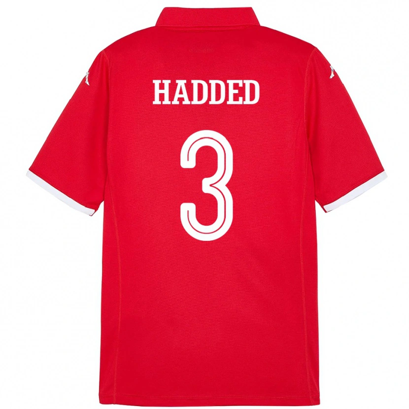 Danxen Men Tunisia Rayen Hadded #3 Red Home Jersey 24-26 T-Shirt