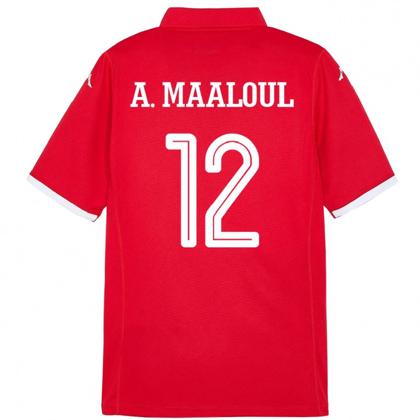 Danxen Men Tunisia Ali Maaloul #12 Red Home Jersey 24-26 T-Shirt