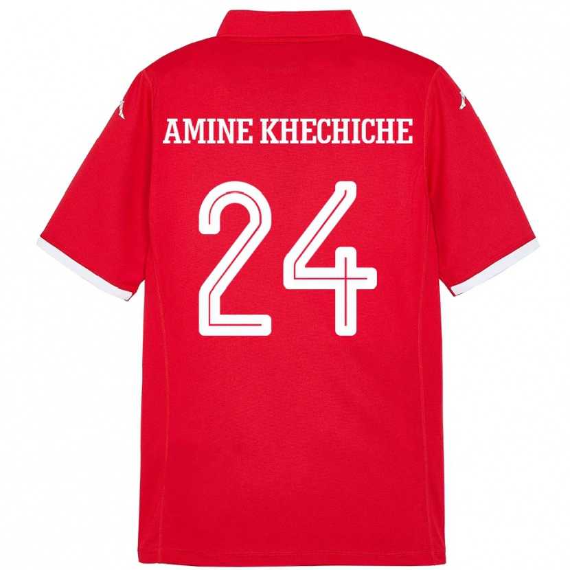 Danxen Men Tunisia Mohamed Amine Khechiche #24 Red Home Jersey 24-26 T-Shirt