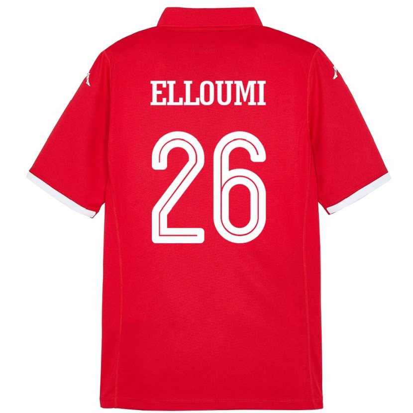 Danxen Men Tunisia Khalil Elloumi #26 Red Home Jersey 24-26 T-Shirt