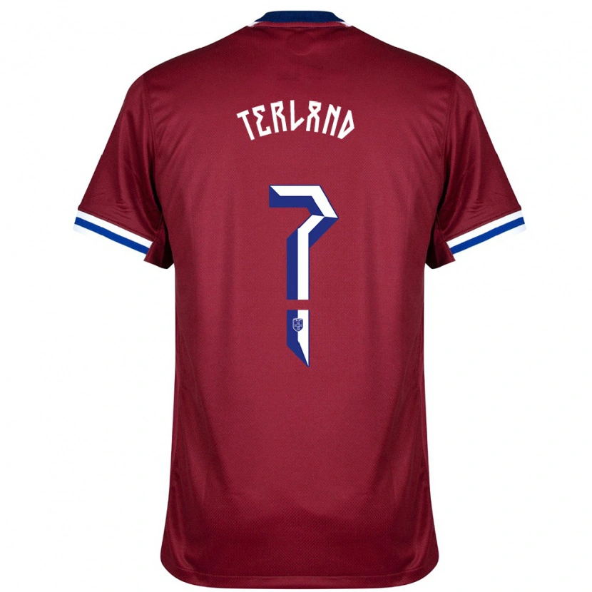 Danxen Men Norway Elisabeth Terland #0 Red Blue White Home Jersey 24-26 T-Shirt