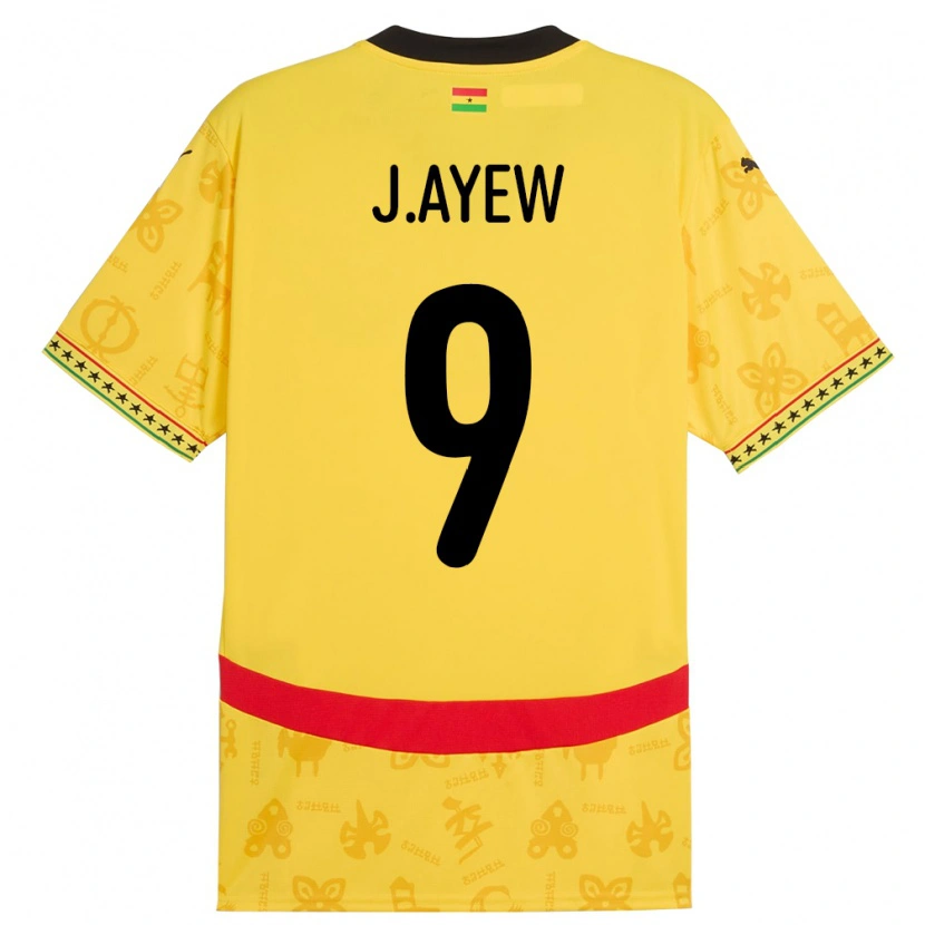 Danxen Men Ghana Jordan Ayew #9 Yellow Away Jersey 24-26 T-Shirt