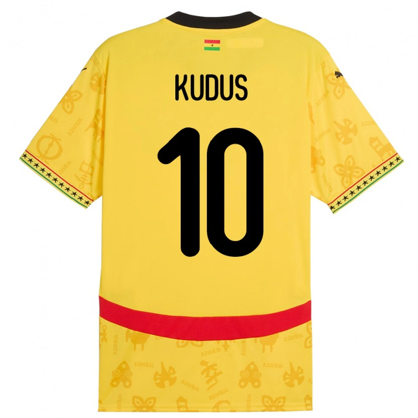 Danxen Men Ghana Mohammed Kudus #10 Yellow Away Jersey 24-26 T-Shirt