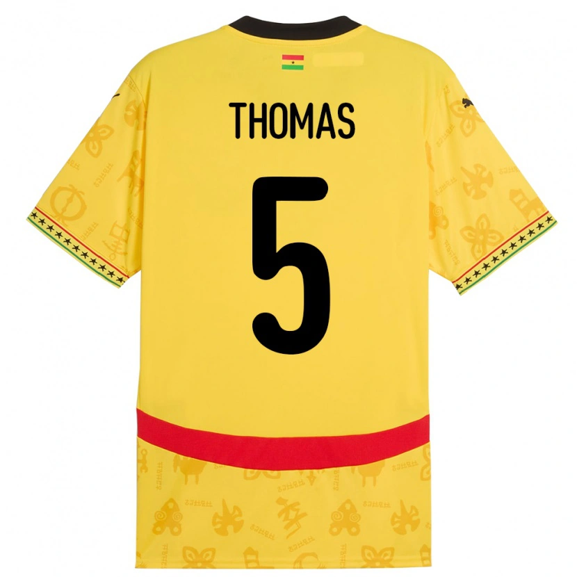 Danxen Men Ghana Thomas Partey #5 Yellow Away Jersey 24-26 T-Shirt