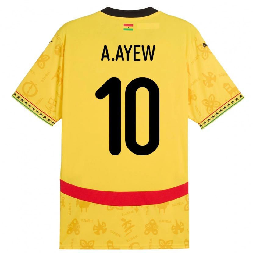 Danxen Men Ghana Andre Ayew #10 Yellow Away Jersey 24-26 T-Shirt