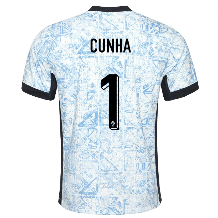 Danxen Men Portugal Romário Cunha #1 Cream Blue Away Jersey 24-26 T-Shirt