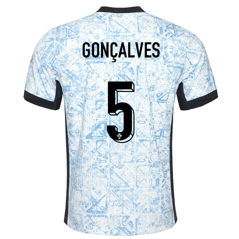 Danxen Men Portugal Martim Gonçalves #5 Cream Blue Away Jersey 24-26 T-Shirt