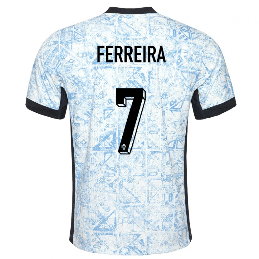 Danxen Men Portugal Tiago Ferreira #7 Cream Blue Away Jersey 24-26 T-Shirt