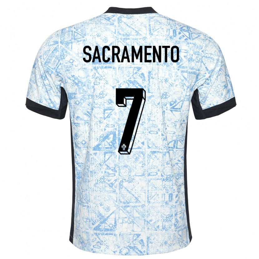 Danxen Men Portugal Medgilson Sacramento #7 Cream Blue Away Jersey 24-26 T-Shirt