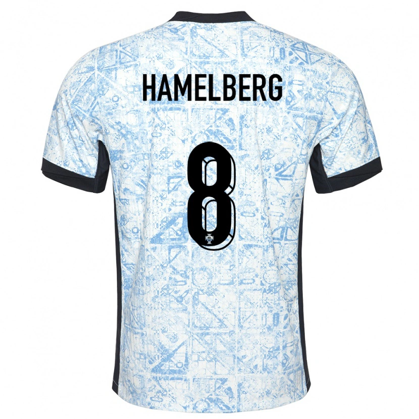 Danxen Men Portugal Eric Hamelberg #8 Cream Blue Away Jersey 24-26 T-Shirt