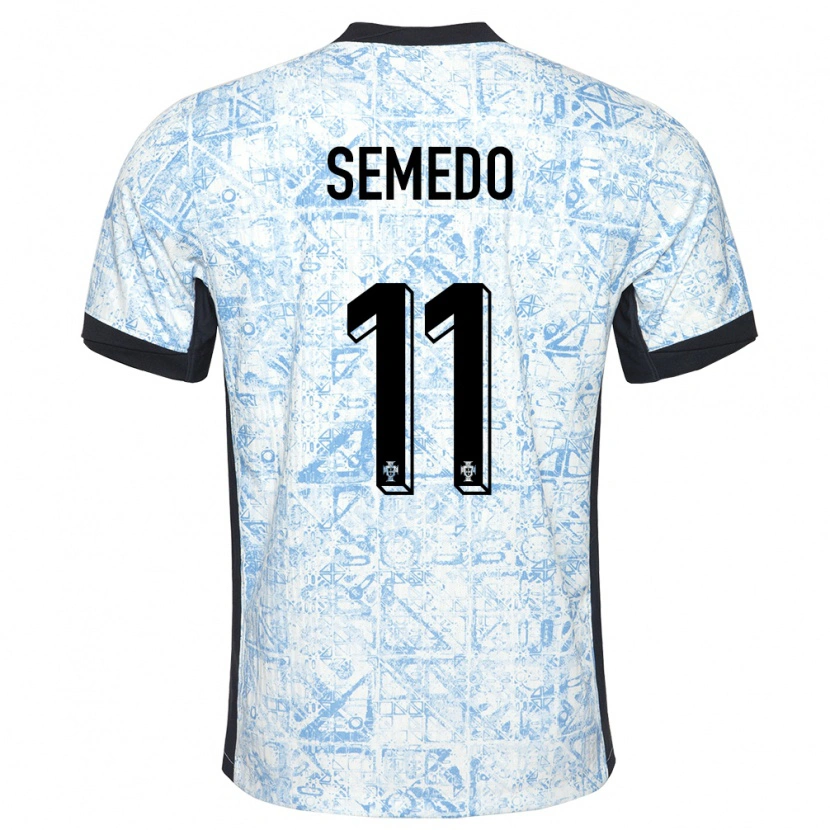 Danxen Men Portugal Vivaldo Semedo #11 Cream Blue Away Jersey 24-26 T-Shirt