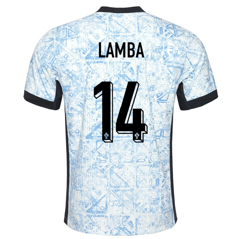 Danxen Men Portugal Chico Lamba #14 Cream Blue Away Jersey 24-26 T-Shirt