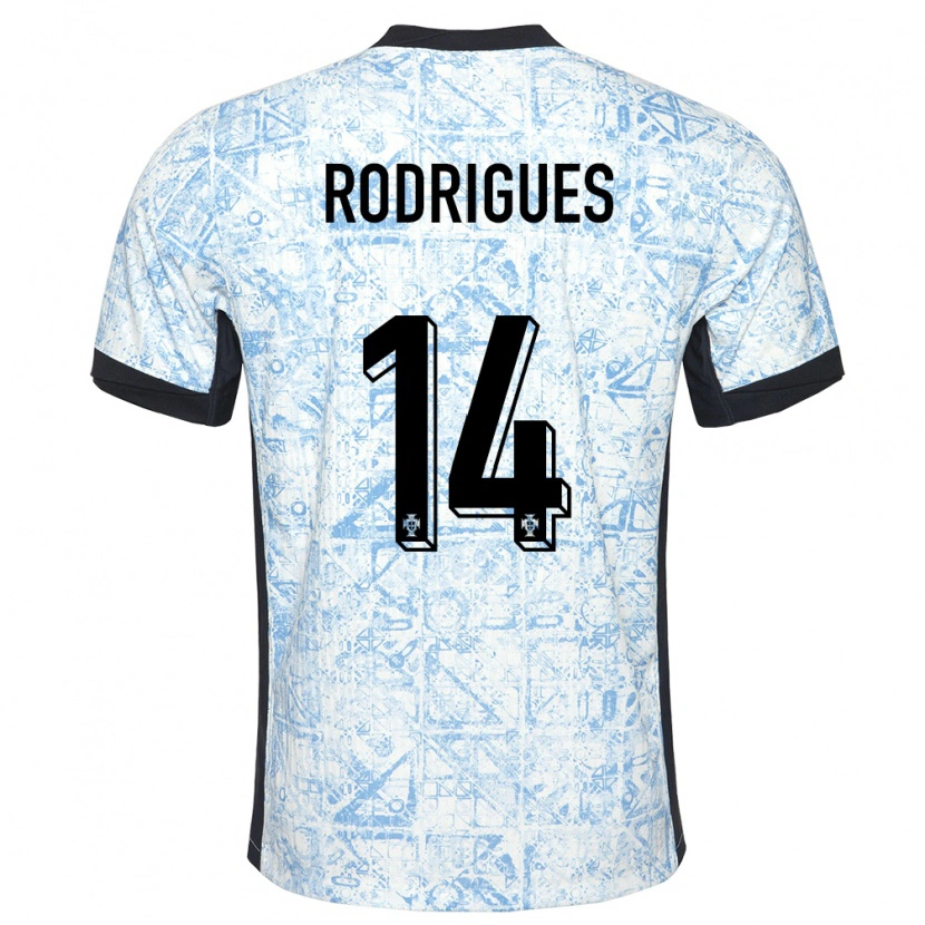 Danxen Men Portugal Diego Rodrigues #14 Cream Blue Away Jersey 24-26 T-Shirt