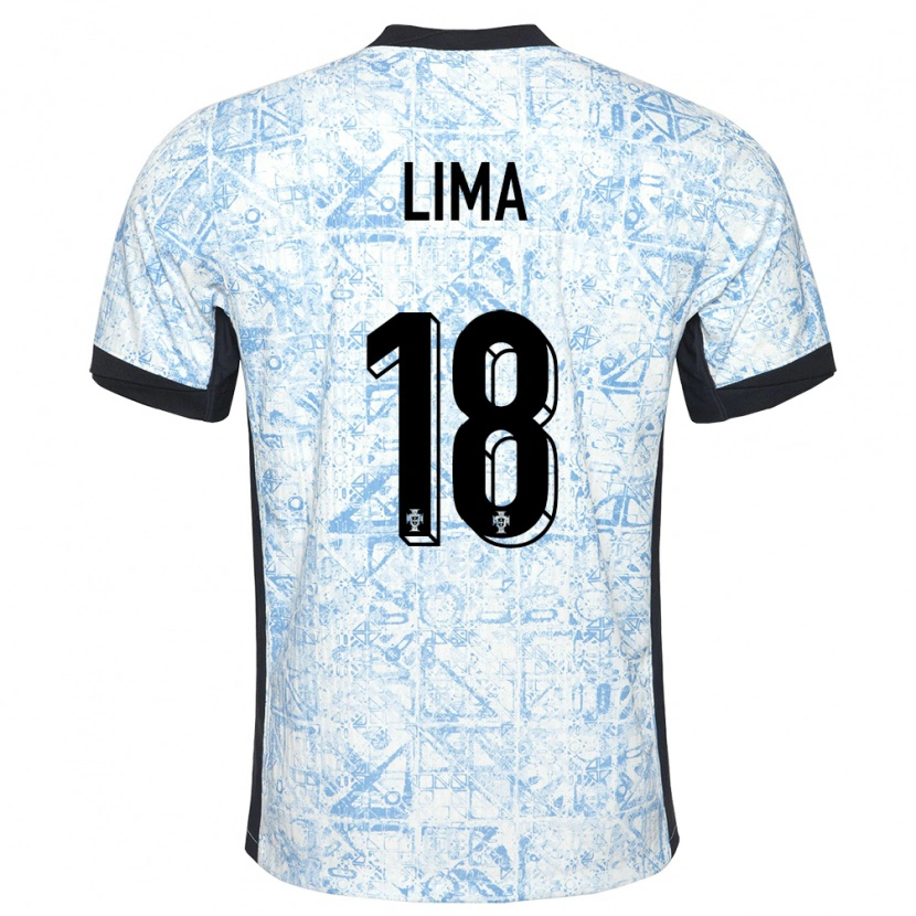 Danxen Men Portugal Bernardo Lima #18 Cream Blue Away Jersey 24-26 T-Shirt