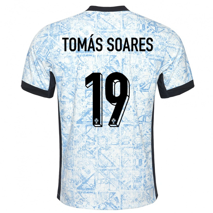 Danxen Men Portugal Tomás Soares #19 Cream Blue Away Jersey 24-26 T-Shirt