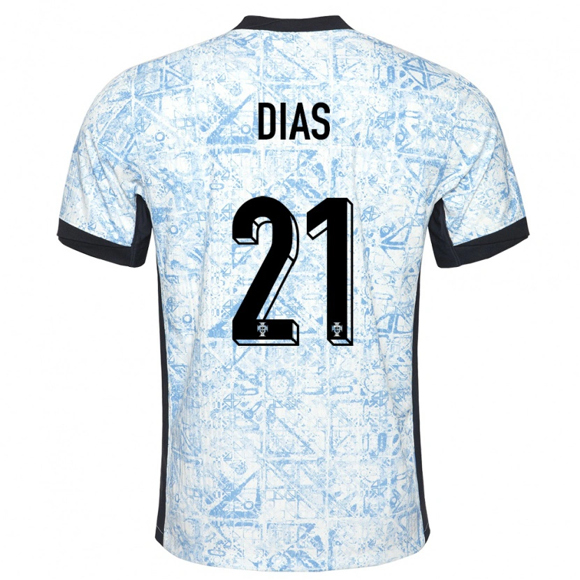 Danxen Men Portugal Rodrigo Dias #21 Cream Blue Away Jersey 24-26 T-Shirt