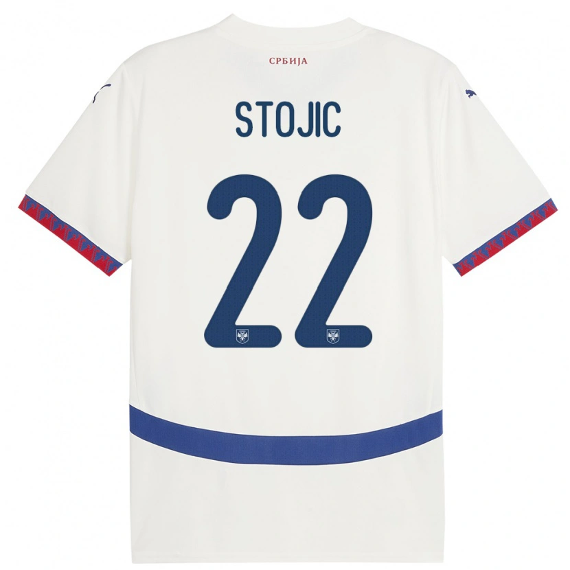 Danxen Men Serbia Nemanja Stojic #22 White Away Jersey 24-26 T-Shirt