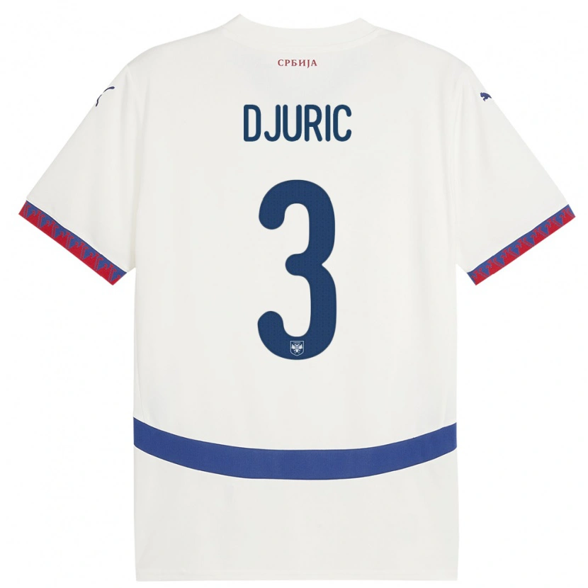 Danxen Men Serbia David Djuric #3 White Away Jersey 24-26 T-Shirt