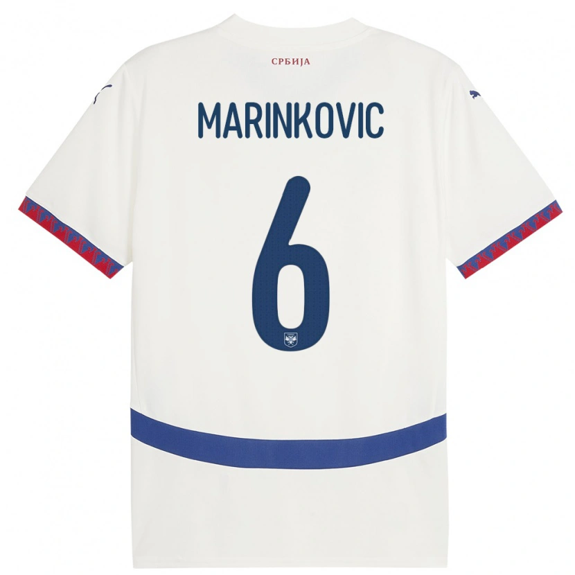 Danxen Men Serbia Vojin Marinkovic #6 White Away Jersey 24-26 T-Shirt