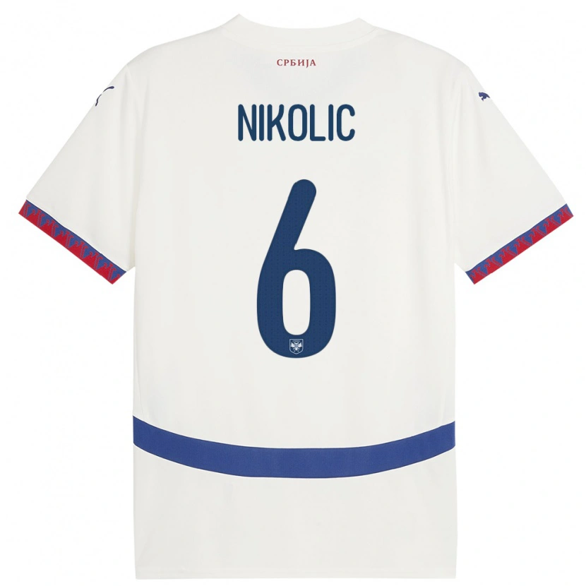 Danxen Men Serbia Lazar Nikolic #6 White Away Jersey 24-26 T-Shirt