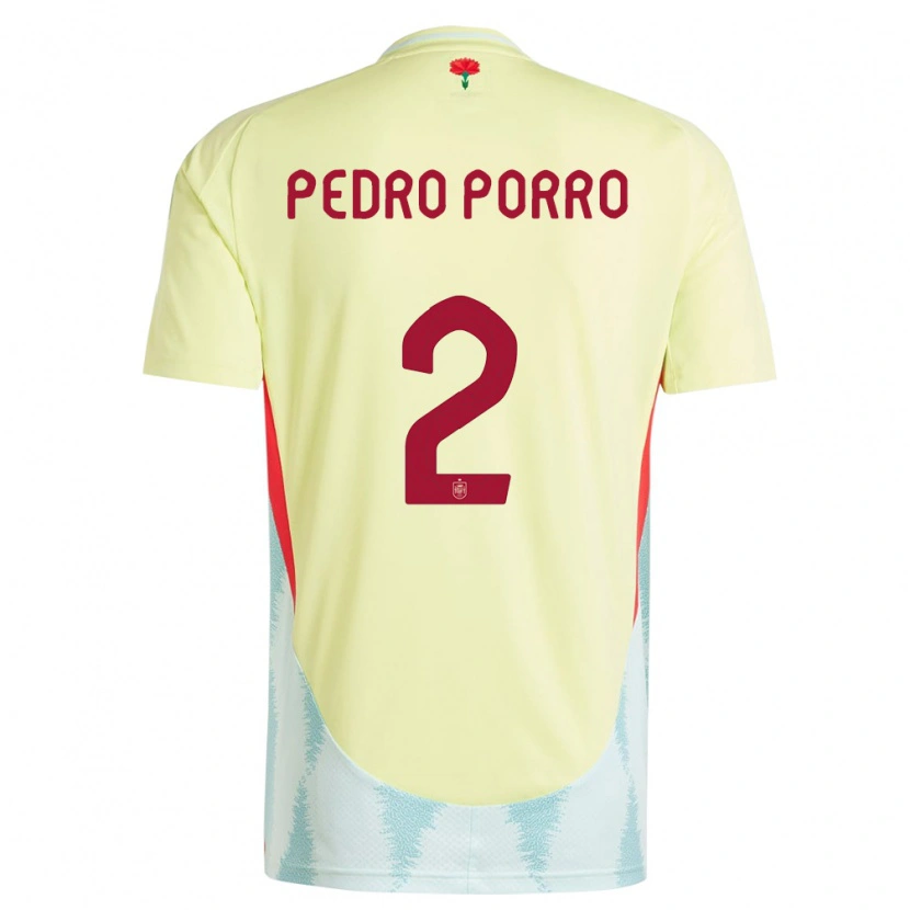 Danxen Men Spain Pedro Porro #2 Yellow Away Jersey 24-26 T-Shirt