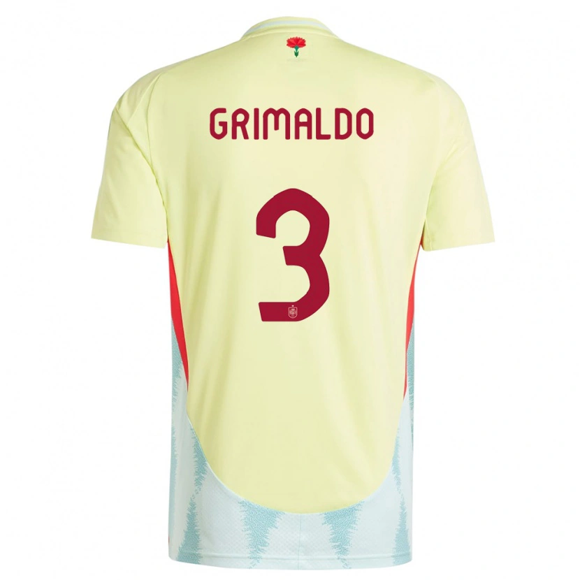 Danxen Men Spain Alejandro Grimaldo #3 Yellow Away Jersey 24-26 T-Shirt