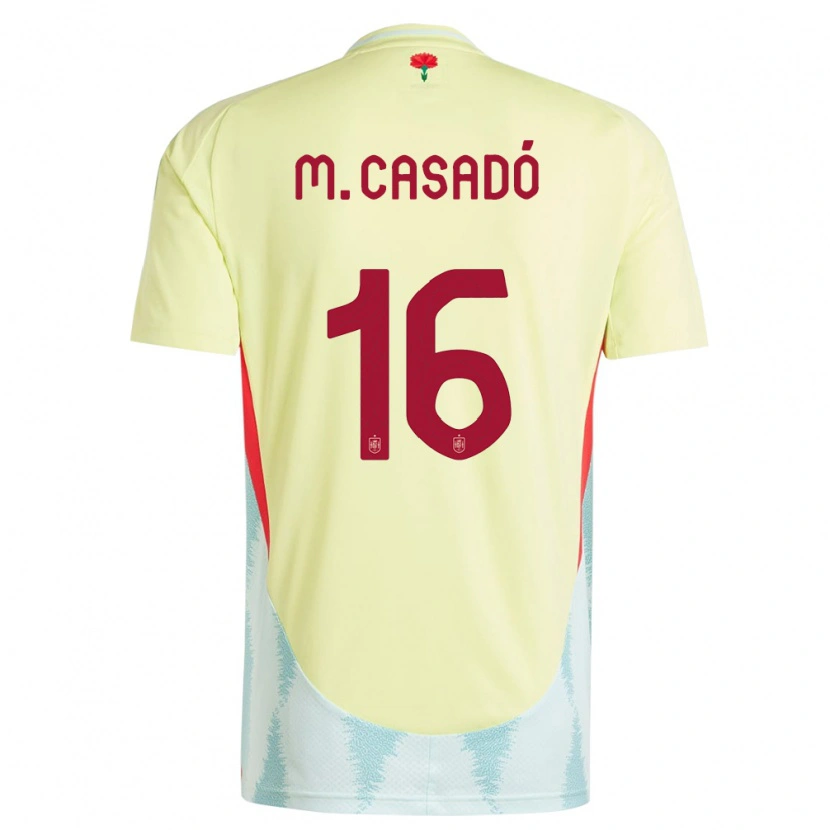 Danxen Men Spain Marc Casadó #16 Yellow Away Jersey 24-26 T-Shirt