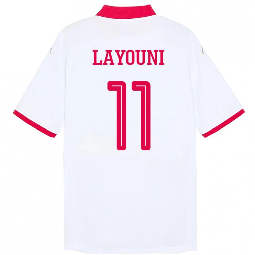 Danxen Men Tunisia Amor Layouni #11 White Away Jersey 24-26 T-Shirt