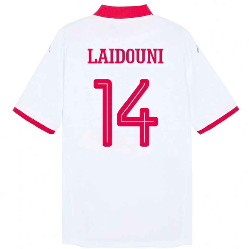 Danxen Men Tunisia Aïssa Laïdouni #14 White Away Jersey 24-26 T-Shirt