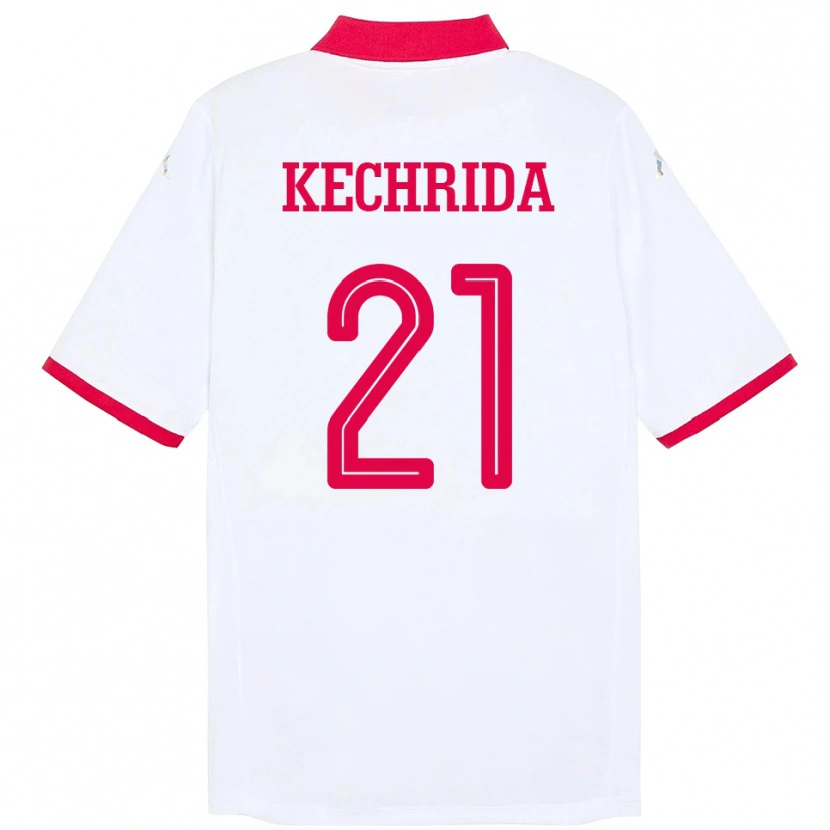 Danxen Men Tunisia Wajdi Kechrida #21 White Away Jersey 24-26 T-Shirt