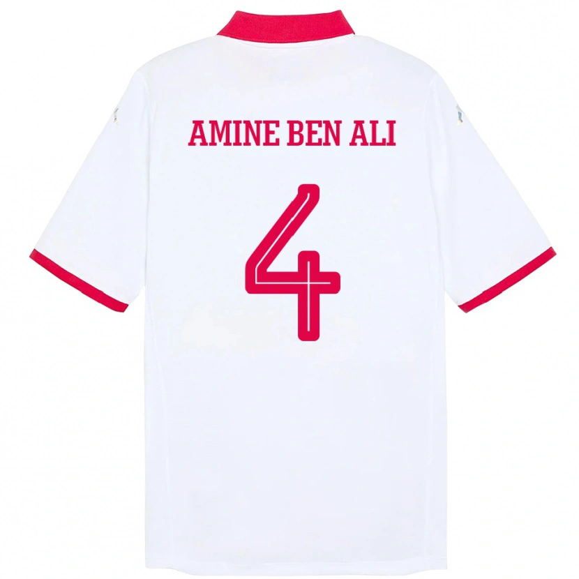 Danxen Men Tunisia Mohamed Amine Ben Ali #4 White Away Jersey 24-26 T-Shirt