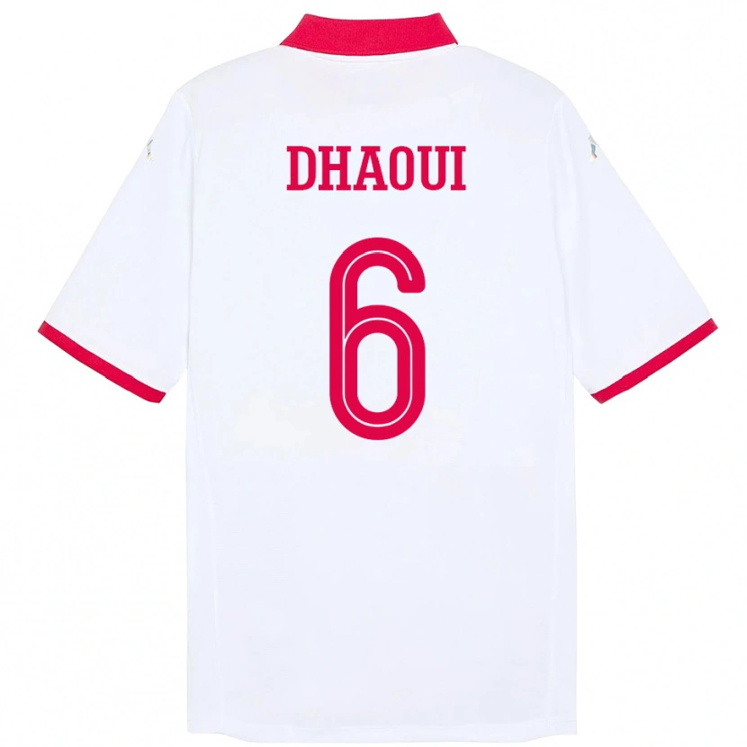 Danxen Men Tunisia Elyes Dhaoui #6 White Away Jersey 24-26 T-Shirt