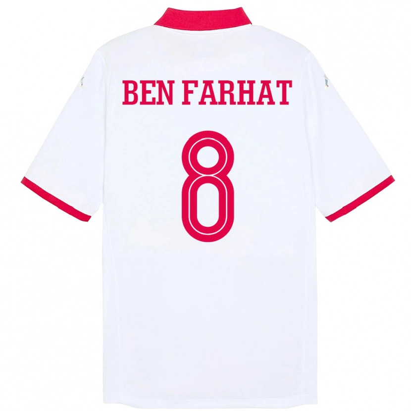 Danxen Men Tunisia Louey Ben Farhat #8 White Away Jersey 24-26 T-Shirt