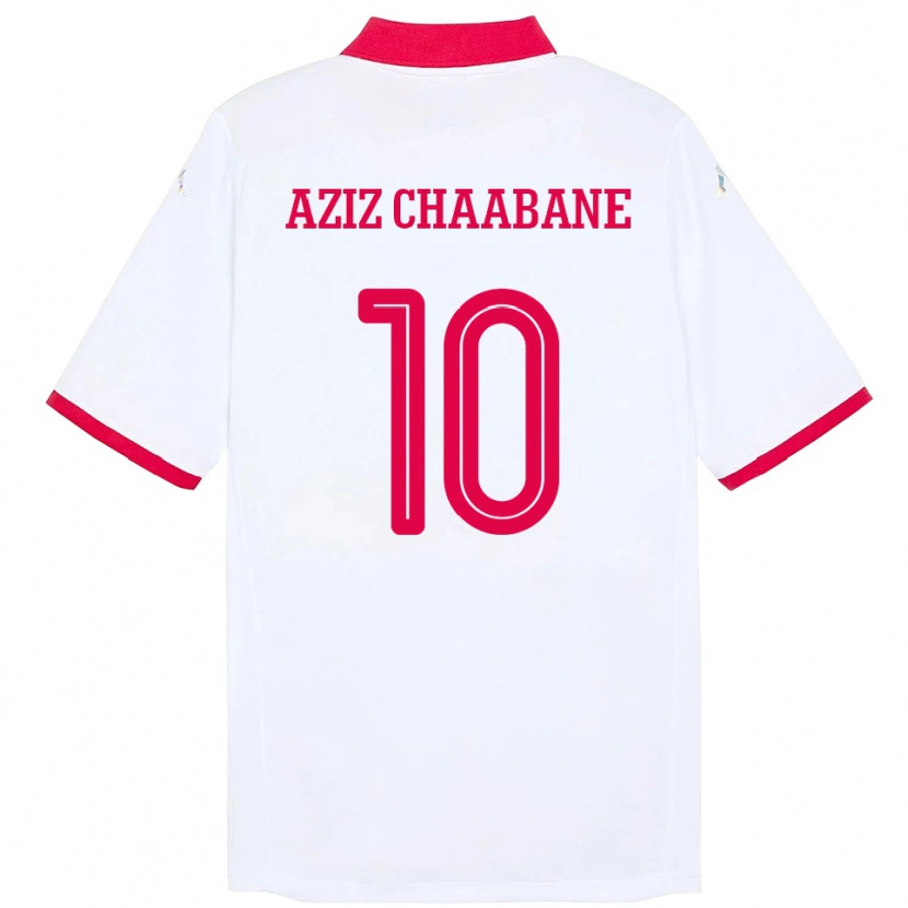 Danxen Men Tunisia Mohamed Aziz Chaabane #10 White Away Jersey 24-26 T-Shirt