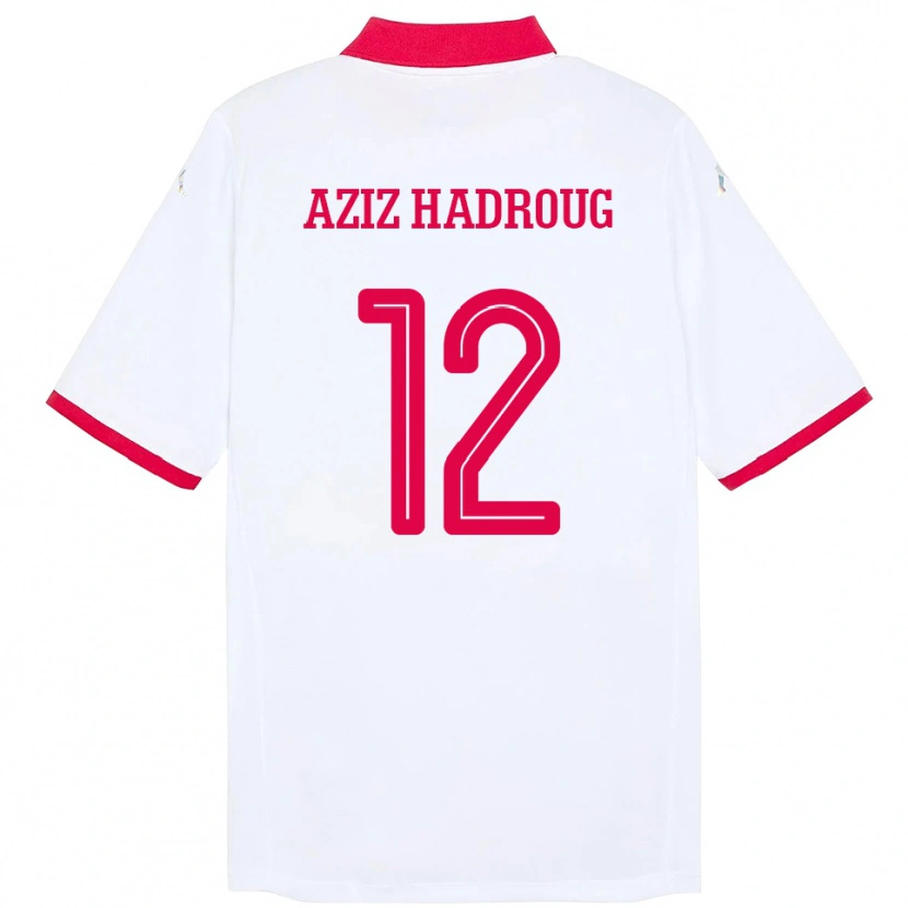 Danxen Men Tunisia Mohamed Aziz Hadroug #12 White Away Jersey 24-26 T-Shirt