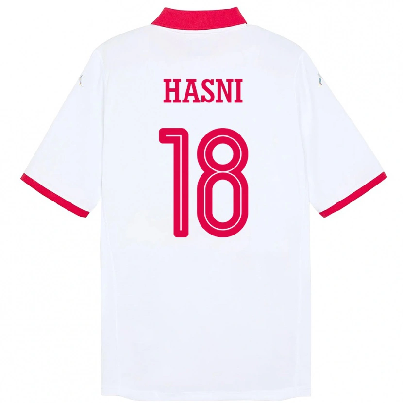 Danxen Men Tunisia Zinedine Hasni #18 White Away Jersey 24-26 T-Shirt