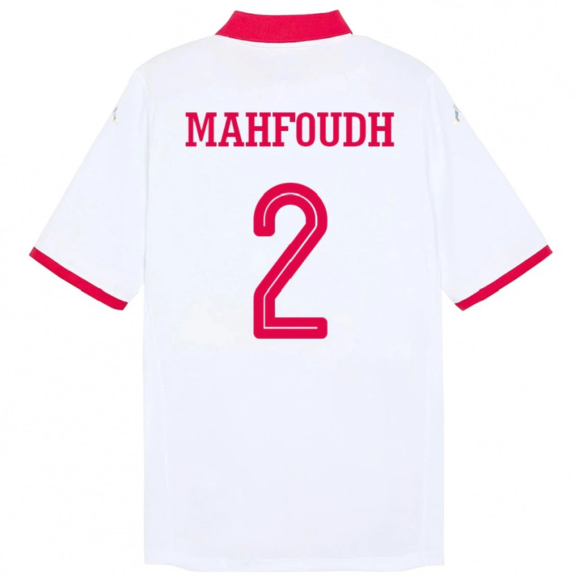 Danxen Men Tunisia Dhikra Mahfoudh #2 White Away Jersey 24-26 T-Shirt