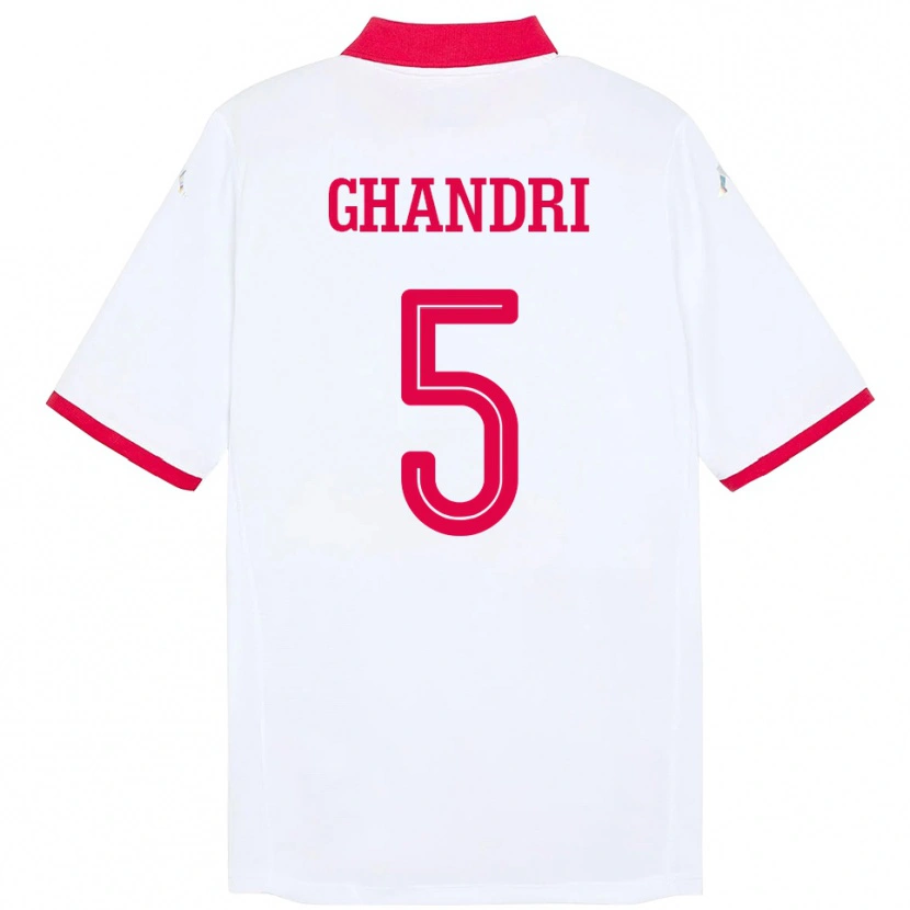 Danxen Men Tunisia Nader Ghandri #5 White Away Jersey 24-26 T-Shirt