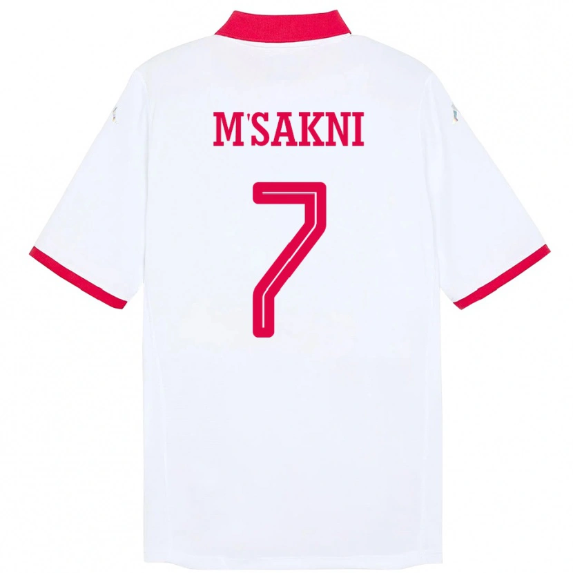 Danxen Men Tunisia Youssef M Sakni #7 White Away Jersey 24-26 T-Shirt