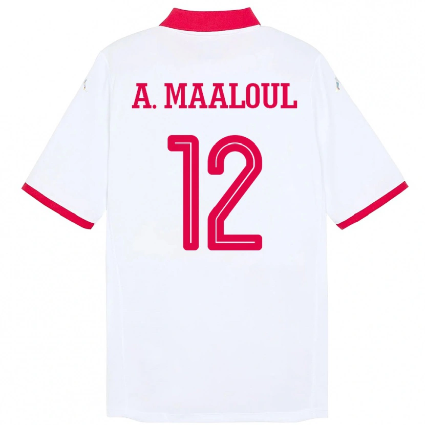 Danxen Men Tunisia Ali Maaloul #12 White Away Jersey 24-26 T-Shirt